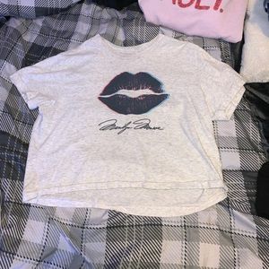 light gray crop top.